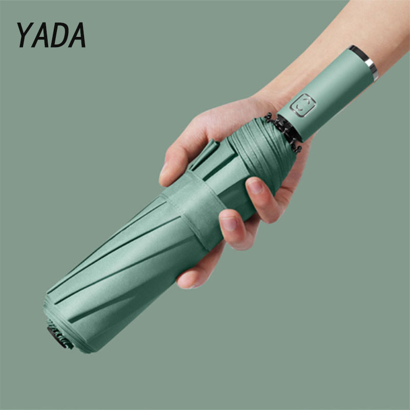 YADA  10K Solid Color Business Automatic Umbrella Clear Folding Umbrellas For Man Women Rain Umbrella Female Male YS200045