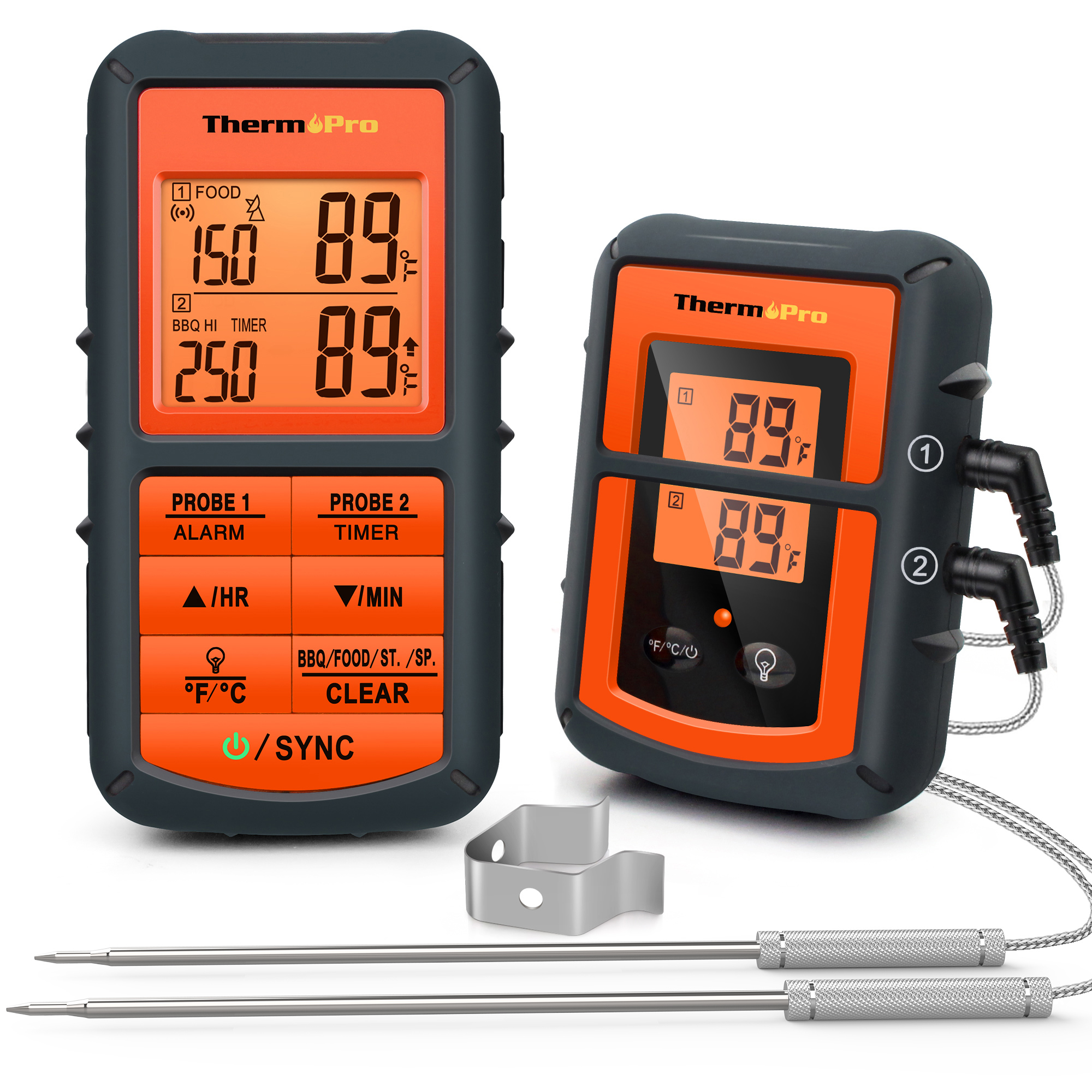 ThermoPro TP-08C 150M Remote Wireless Food Kitchen Thermometer Dual Probe For BBQ， Smoker， Grill， Oven， Meat With Timer
