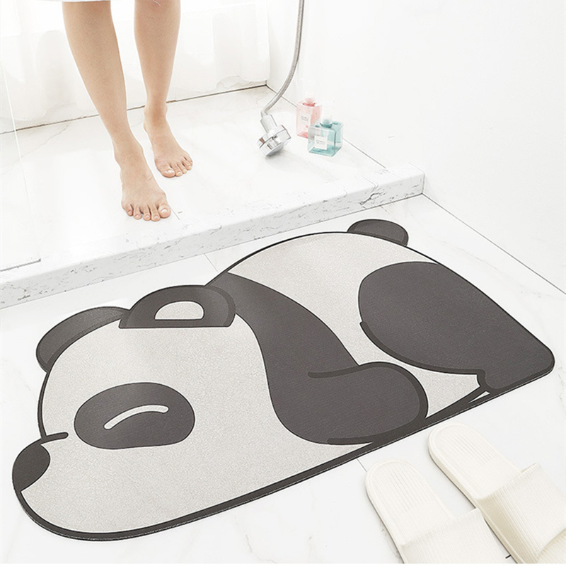 Cartoon Panda Bathroom Door Non-slip Mats Household Bathroom Entrance Absorbent Floor Mat Toilet Quick-drying Cushion