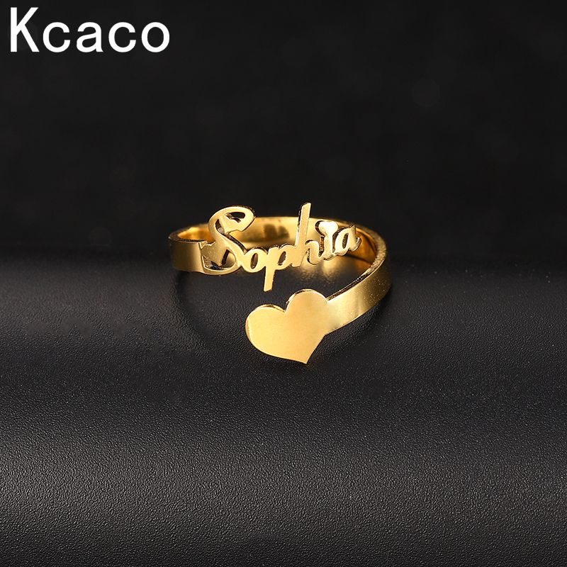 Personlizd Double Name Ring Stainless Steel Adjustable Couple Wedding Golden Rings Male Customized Gift with Name Personalized