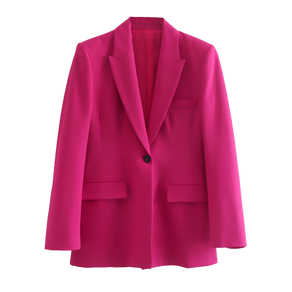 women's jacket  Single Button solid color Blazer Coat Vintage Long Sleeve Female Outerwear Chic Femme+ short skirt