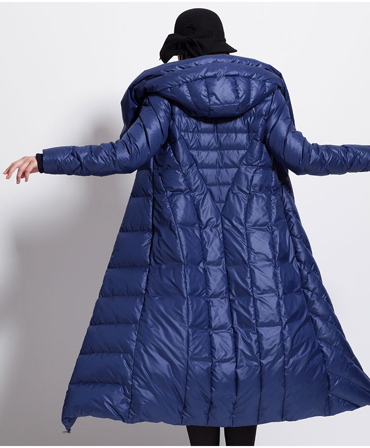 Womens Winter down coat waterproof long  thick  large   hat black dark blue female  jackets