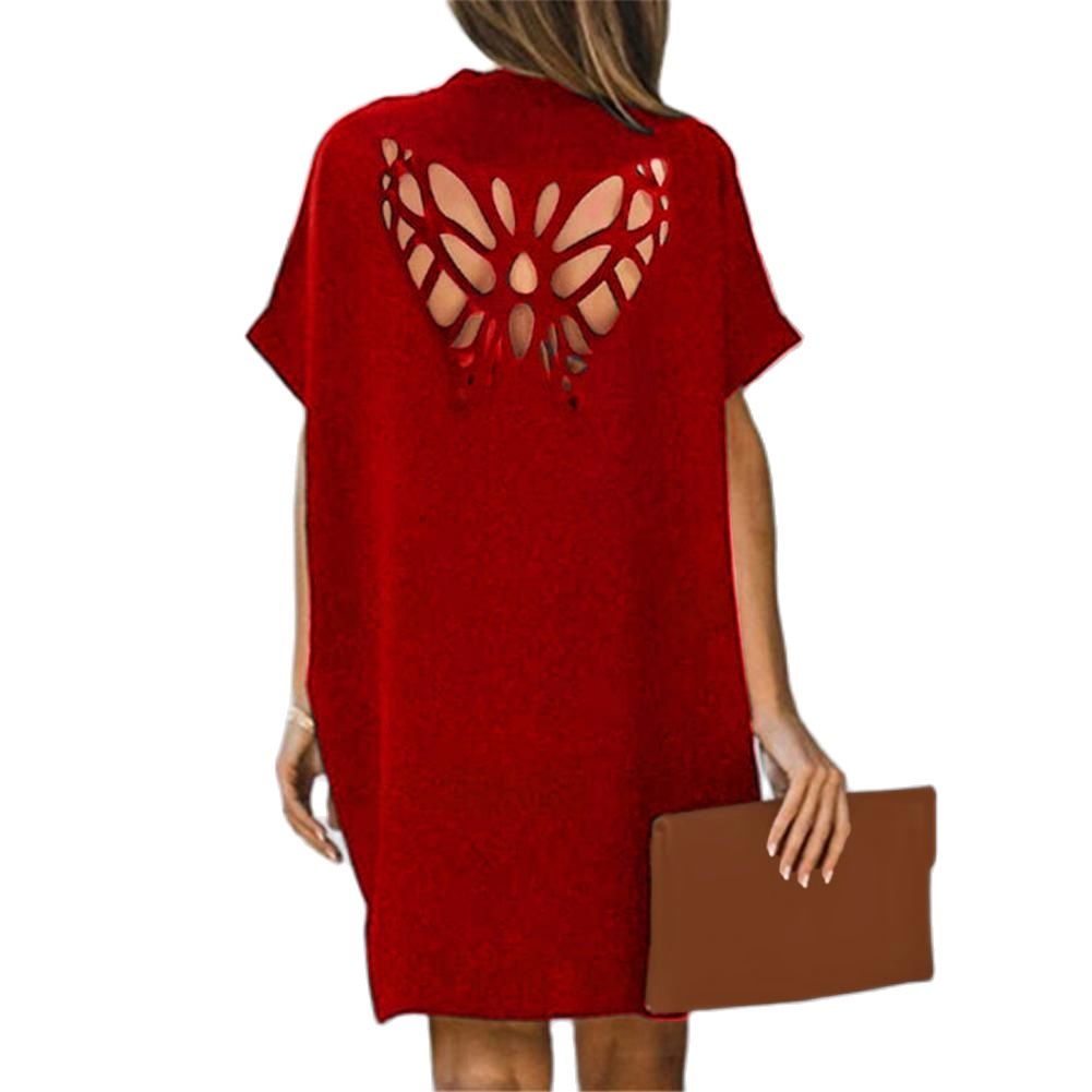 Loose Women Dress Back Hollow Out Loose Casual Beach Dress Summer Women Banquet Dress