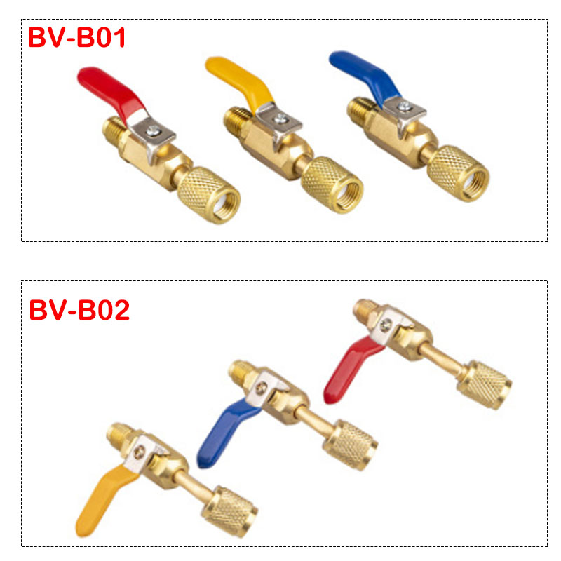 1pc R22 Refrigerant Straight Ball Valves AC Charging 1/4" Male to 1/4" Female SAE Valve