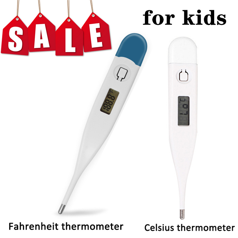 Digital Electronic Thermometer With Clear LED Digital LCD Display Waterproof Need LR41 Button Battery Home Children Thermometers