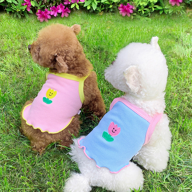 Dog Summer Clothes Thin Pet Small Dog Teddy Bichon Corgi Puppy Kitten Summer Camisole Dog Costume Dog Cartoon Printed Vest