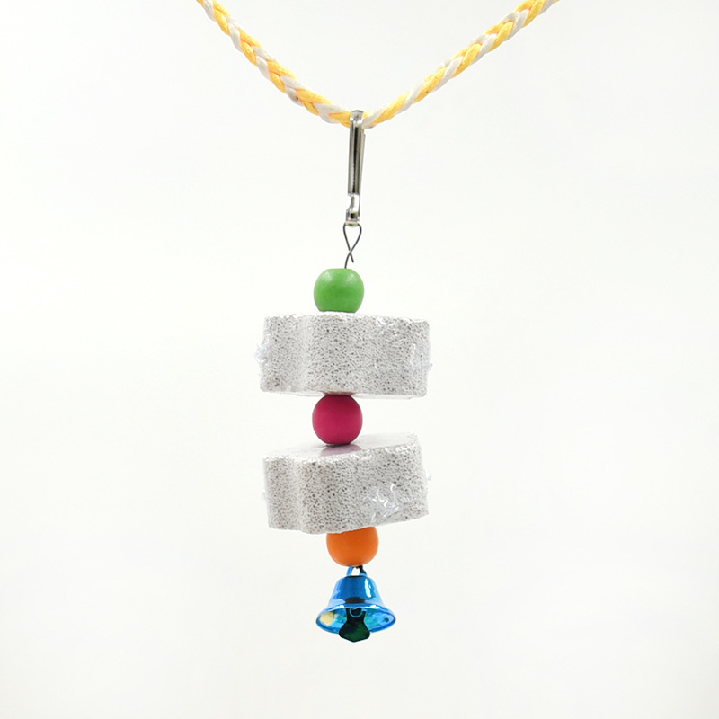 Parrot Hamster Supplies Volcanic Rock Molar String Parrot Molar String Rabbit Golden Bear Shape Chew Bite Hang Accessories Toys