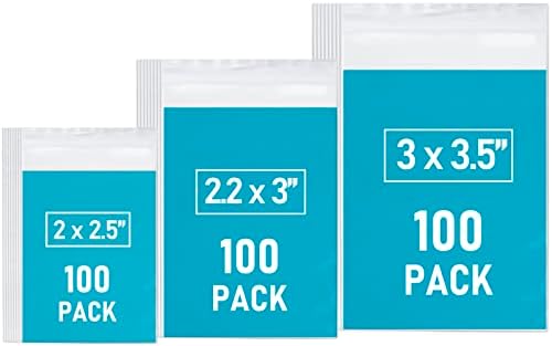 Small Plastic Bags, 300 PCS Mini Baggies, 3 Assorted Sizes, Transparent Jewelry Bags Reclosable, Clear Zip lock Bags, Resealable Poly Bags for Pill, Beads, Screws, Packaging