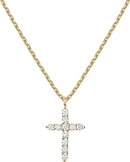 PAVOI 14K Gold Plated Cubic Zirconia Cross Necklace for Women | Cross Faith Pendant Necklaces