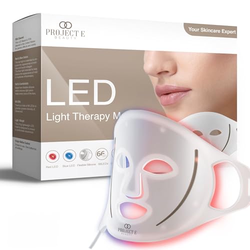 Project E Beauty LED Light Therapy Mask Red Blue Light Therapy | Anti-Aging & Anti-Acne | Skincare Device for All Skin Types | At-Home Silicone Face Led Mask