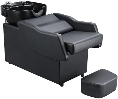 Ainfox Shampoo Barber Backwash Chair, ABS Plastic Shampoo Bowl Sink Chair for Spa Beauty Salon