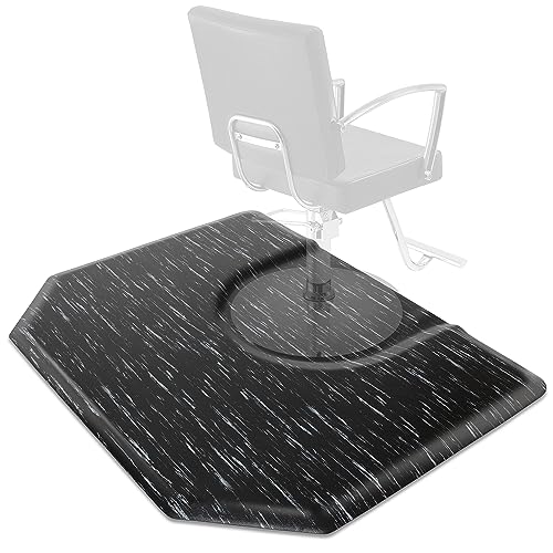 Saloniture 5 ft. x 4 ft. Salon & Barber Shop Chair Anti-Fatigue Mat - Marble Hexagon - 7/8 in. Thick