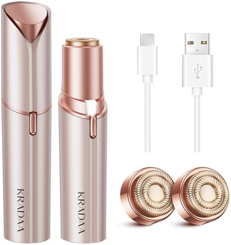 Facial Hair Removal for Women: Rechargeable Hair Removal Device - Painless Womens Face Razor Peach Fuzz (Small Rose)