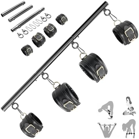 BDSM Bondage Restraints with Handcuffs Ankle Cuffs for Couples Spreader Bar Sex Toys Bondage Gear & Accessories Adjustable Bondage Kit Adult Sex Toys & Games