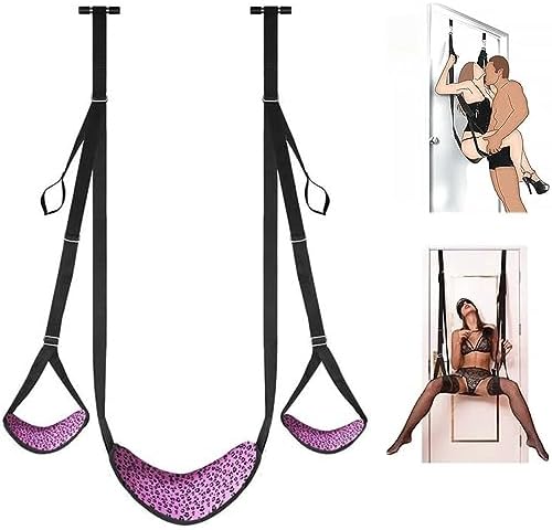 Door Sex Swing Door Swing Adult, Exquisite Pink Leopard Adjustable Adult Sex Swing, Sexy Slave Bondage Swing for Couples BDSM Bondage Slave, Couple Sex Hanging Swing Sling (Pink Leopard)