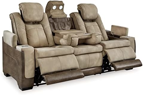 Signature Design by Ashley Next-Gen DuraPella Power Reclining Sofa with Adjustable Headrest, Sand