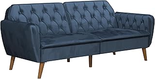 Novogratz Tallulah Memory Foam Futon, Blue Velvet