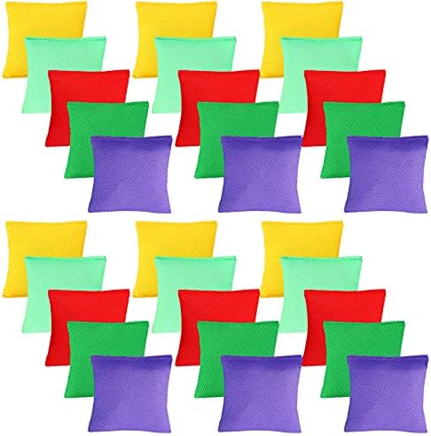 Skylety 30 Pieces Small Bean Bags Bulk Mini Colorful Cornhole Nylon Bean Bags for Throwing Sack Tossing Beanbags Fun Sports Outdoor Family Games for Hand Toss Games