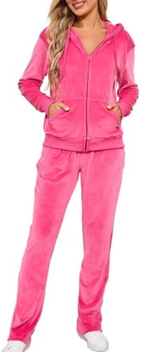Velour Track Suits for Women Set Fall Sweatsuits 2 Piece
