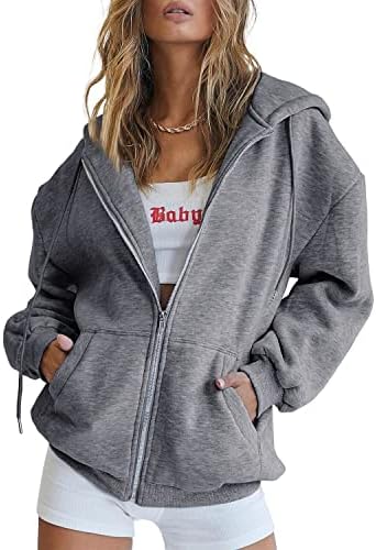 AUTOMET Womens Zip Up Hoodies Long Sleeve Fall Oversized Sweatshirts Fleece Y2K Jacket with Pockets 2024 Fashion Clothes