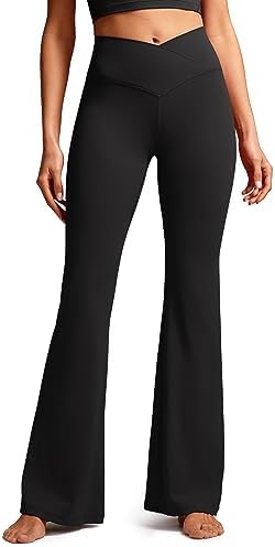 CRZ YOGA Butterluxe Crossover Flare Leggings for Women 31" - High Waist V Cross Bootcut Bell Bottoms Tummy Control Yoga Pants