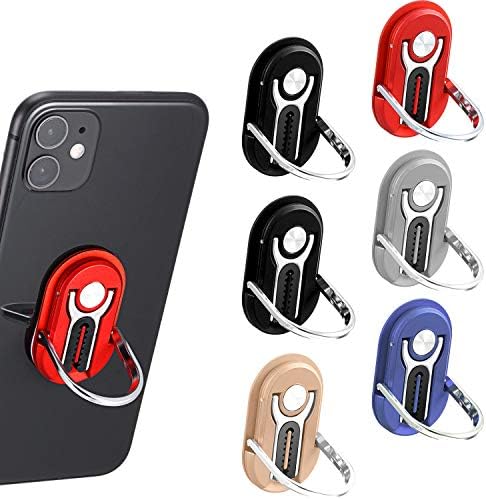 6 Pieces 3-in-1 Multipurpose Mobile Phone Bracket Holder 360 Degree Rotation Cell Phone Ring Stand for Car Home, 5 Colors