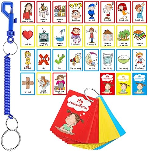 27 Autism Communication Cards Visual Aid Nonverbal Communication Board Speech Delay Feelings Emotions Flash Cards Autism Special Needs Cue Cards Language Learning Toys for Kids Children Adults