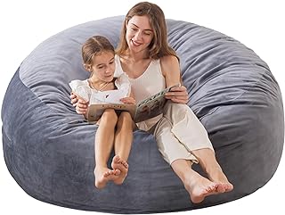 Large Bean Bag Chair for Adults/Kids with Filling, 3 ft Memory Foam Bean Bag Chairs with Filler Included, Ultra Soft Dutch Velvet Fabric, Bean Bag for Living Room - 3 Foot,Dark Gray