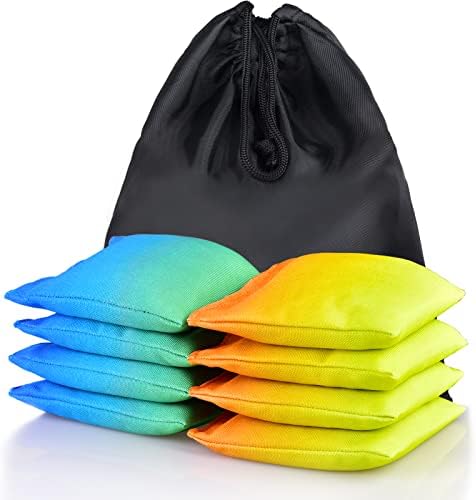 Weather Resistant Cornhole Bags, Gradient Corn Hole Bags Set of 8, Cornhole Bean Bags, Modified Size Cornhole Bags for Tossing Game, Includes Tote Bag