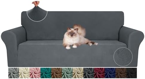 JIVINER 2024 Newest Sofa Slipcovers, Stretch 1 Piece Couch Covers for 3 Cushion Couch Jacquard Washable Sofa Covers with Elastic Bottom Anti Slip Pet Friendly 3 Seater Slipcovers (Sofa, Dark Gray)