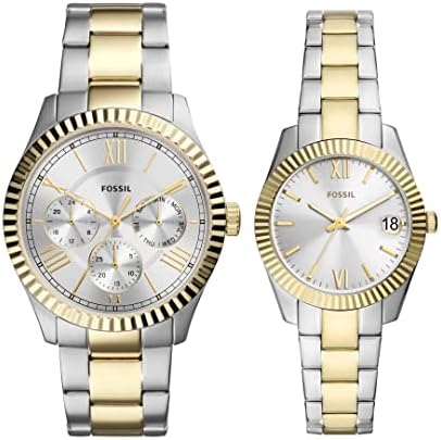 Fossil His and Hers Watch Gift Set, Men's and Women's Stainless Steel Watch Set