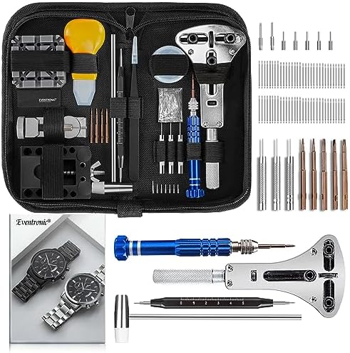 Eventronic Watch Repair Kit, Professional Watch Battery Replacement Tool, Watch Link & Back Removal Tool, Spring Bar Tool Set with Carrying Case for Men Women