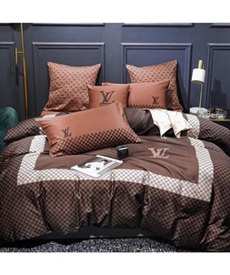 High-end replica designer louis vuitton home dark brown bedding set
